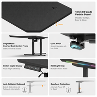 Bureau d'ordinateur AOR à réglage électrique avec design ergonomique, idéal pour les compétitions e-sportives, intelligent, monoplace, noir