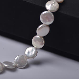 Perles d'eau douce naturelles de forme baroque, 11-12 mm, blanches transparentes, roses, pour la fabrication de bijoux DIY, avec une forte brillance, bouton plat, perles colorées - Product Image 4