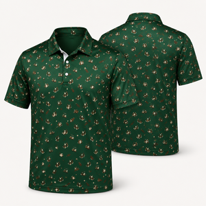 Polo de golf pour homme avec logo personnalisé, motif micro-golf imprimé, vert, anti-humidité, manches courtes, marque privée, fabricant OEM ODM - Product Image 4