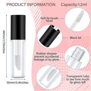 Tubes de rouge à lèvres vides ronds de 5 ml avec grand applicateur, bouchon à vis, applicateur épais à patte de pie, sérigraphie, contenant cosmétique, marque privée - Product Image 2