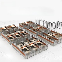 Système de panneaux de bureau en bois moderne pour postes de travail, avec bureau informatique, tiroir à dossiers, table de conférence et mobilier pour plans ouverts