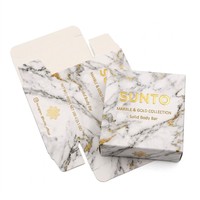 Caja de Embalaje de Jabón de Lujo, de Mármol Blanco con Lámina Dorada, Reciclable, Resistente, Caja de Regalo Rígida Personalizada, Embalaje Premium con Recubrimiento UV