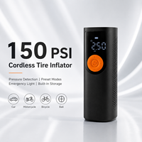 Cordless Tyre Inflator with Accessory Storage 150 PSI Smart Portable Air Pump Wireless 7.2V Electric Car Inflator for Auto Motor