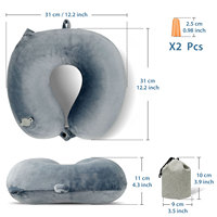 Oreiller cervical gonflable portable pour voyage Couverture respirante en matériau super doux pour les siestes d'avions et de bureau avec cache-oeil