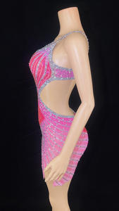 NOVANCE Robe <span class=keywords><strong>2023</strong></span> Femme Shiny Luxury Diamonds Sexy Sling Pink Vestido de graduación Mini vestidos de graduación para fiesta de noche Vestido de noche - Product Image 2