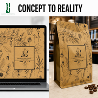 Sac à café en papier kraft brun biodégradable avec valve unidirectionnelle, fond plat de qualité alimentaire, emballage écologique pour grains de café avec fermeture éclair