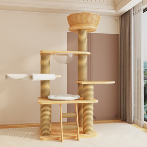 מתקני טיפוס לחתולים מעץ מלא, סיסל, ידידותיים לסביבה, בסגנון מגדל, 4 קומות, קרטון, סיטונאי, התאמה אישית - Product Image 3