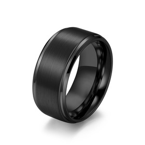 Popular yunnique style 6810mm brushed <b>tungsten</b> steel black-plated classic matte ring for men, simple and high-end f - Product Image 5