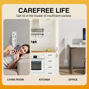 UK Standard Outlet Electrical Outlet Extender Stick USB-A USB-C and 2 AC Outlets Extends 17"-27" Rotates 180° Power <b>Socket</b> - Product Image 5