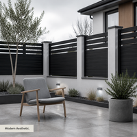 Panneaux de clôture en aluminium 6063, alliage moderne, revêtement noir en poudre, lames horizontales, clôture de jardin pour usage résidentiel