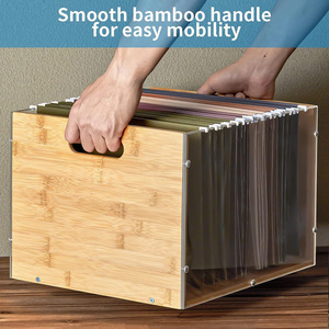 Bamboo <b>File</b> Organizer Rectangle 18L Standing Type Desktop <b>Storage</b> Box Tidy Office Organizer - Product Image 3