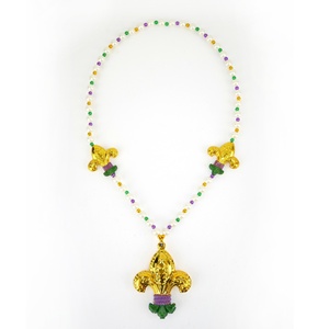 Mardi Gras Joker Face collana di perline su misura oro viola verde collana divertente Festival sfilate per feste bomboniere accessori - Product Image 6