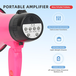 Megáfono de plástico portátil con función de grabación, sirena y alarma - Product Image 4