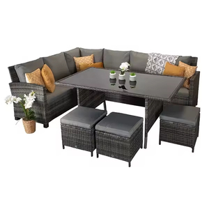 Modern Waterproof <b>Rattan</b> Steel Frame <b>Outdoor</b> Dining Garden Set - Product Image 4