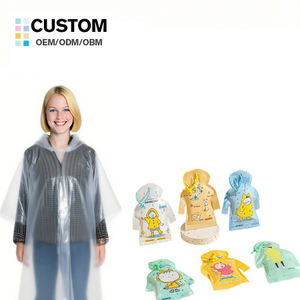 Capa de Chuva Descartável de Plástico para Crianças no Atacado da China, Leve, Confortável, Durável, Mini, Fofa, Transparente, Azul, de Uso Único com Gancho para Atividades ao Ar Livre - Product Image 2