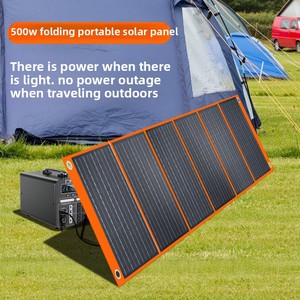 Panel Solar Portátil de Alta Potencia de 500W y 18V, Dedicado para Carga Rápida Móvil en Exteriores, Bolsa Plegable para Acampar y Hacer Senderismo - Product Image 1