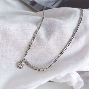 Collier en argent S925 avec pendentif visage souriant « Ne le regrette pas », bijou unisexe, cadeau - Product Image 2