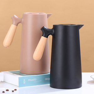 1.0l 1.8l Double Paroi Fiole À Vide Intérieur Verre En Acier Inoxydable 316 Extérieur Avec Manche En Bois Style Nordique Kepp Warm 24hrs - Product Image 3