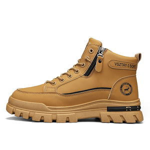 Chaussures pour hommes, confortables et douces, surface en cuir, nouvelles bottes de sport et de loisirs respirantes, antidérapantes et résistantes à l'usure - Product Image 5