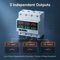 Protector de Energía Inteligente Trifásico CA 63A 50/60Hz con Pantalla Digital, Monitoreo en Tiempo Real, Protector Ajustable, Certificado CE para PC