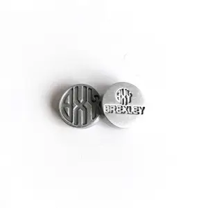 Zinc alloy engraved logo custom metal bead antique silver plated charms jewelry tags