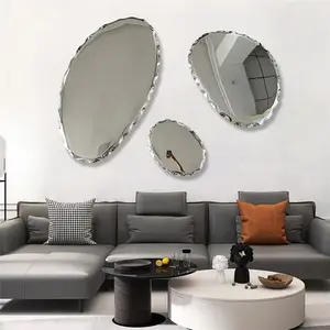 사용자 정의 디자인 현대 방 거실 불규칙한 모양 벽걸이 장식 거울 3pcs 다른 크기