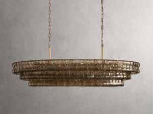 Lampe suspendue ovale pour table à manger nordique moderne, îlot de cuisine en verre fumé texturé transparent - Product Image 2