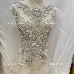 Painéis de vestido de casamento de strass, personalização de ponta alta, apliques