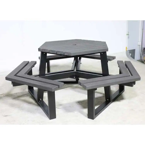 Tavolo <span class=keywords><strong>da</strong></span> Picnic Ottagonale <span class=keywords><strong>in</strong></span> <span class=keywords><strong>Legno</strong></span> per Esterni con Panca, Grande Tavolo <span class=keywords><strong>da</strong></span> Pranzo per 6 Persone per Ristoranti, Giardini, Patio e Caffè - Product Image 6