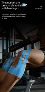 Bande de soutien musculaire en coton pour le genou, prédécoupée, respirante, unisexe, protection sportive, bandage élastique pour la course à pied - Product Image 4
