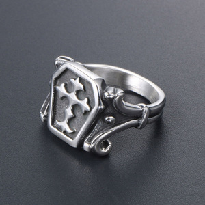 Men's Titanium Steel <b>Ring</b> Cross Design Geometric Shape Fashion Jewelry For Index Finger SA568 - Product Image 4