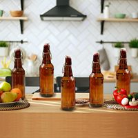 Bouteilles en verre ambré de 16 oz avec bouchons hermétiques en caoutchouc à clapet, compatibles avec les diffuseurs à bâtonnets et le brassage maison de kombucha de qualité alimentaire