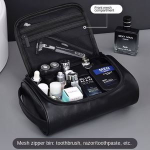 Explosive Travel PU Leather Zipper Closure Letter Pattern Waterproof Cosmetic Bag <b>for</b> Men's <b>Makeup</b> <b>Storage</b> - Product Image 4
