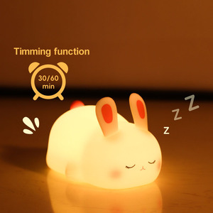 <span class=keywords><strong>2025</strong></span> New Arrival LED BIG mặt thỏ đêm đèn có thể sạc lại Silicone Nursery vỗ tay Bunny dễ thương đèn cho trẻ em - Product Image 3