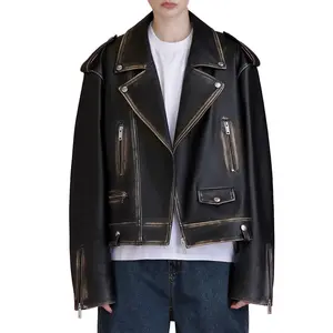 High Quality Women Vintage Hand Made Genuine Sheep Leather Distressed Jacket
