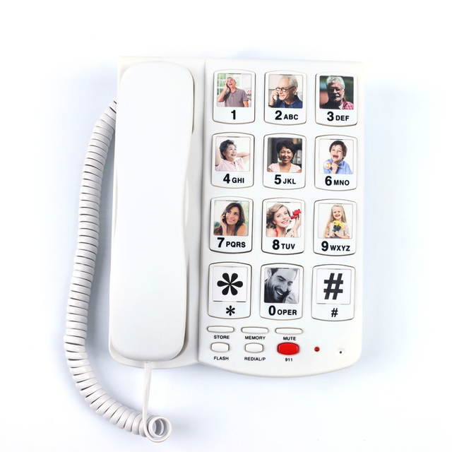 Large Keyboard 10 Memory One Dial Keys Telephone with Photos Big Button Telephone for the Elderly People