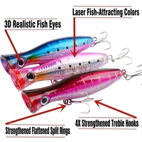 Leurre de pêche en eau salée Popper Big-mouth Surface Walker Flottant Topwater Wave Crawler pour la pêche à la traîne, pour Kingfish, Seabass, Maquereau