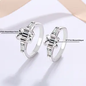Fijne Sieraden Smaragd Gesneden Ring S925 Sterling Zilver Statement Belofte Ring Licht Luxe Gra Rechthoek Moissanite Ring Voor Vrouwen - Product Image 5
