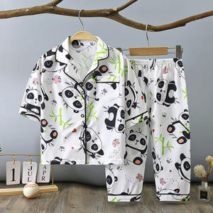 Pyjama Personnalisé pour Enfants, Léger d'Été à Motifs de Dessins Animés, Boutonné, Manches Courtes, Tissu Fantaisie, Grandes Tailles Disponibles - Product Image 6