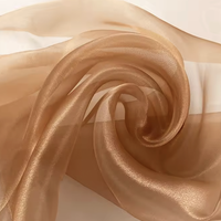 Tissu sergé à mémoire de forme anti-boulochage en crêpe de soie 100 % polyester, extensible thermocollant, séchage rapide, effet vague d'eau, brillant, tulle organza pour filles
