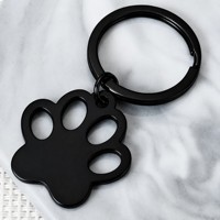 Tag ID Hewan Peliharaan dari Baja Anti Karat dengan Ukiran Khusus, Cetakan Jejak Kaki, Personalisasi Nama untuk Kalung Anjing/Kucing, Dilengkapi Gantungan Kunci