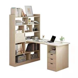 Moderno a buon mercato in legno nero semplice ed economico <span class=keywords><strong>computer</strong></span> scrivania tavolo da studio mobili da ufficio set con libreria - Product Image 4
