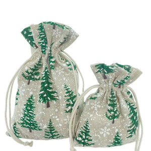 Sacs cadeaux en coton personnalisés avec cordon de serrage pour Noël, sacs cadeaux pour bonbons - Product Image 2