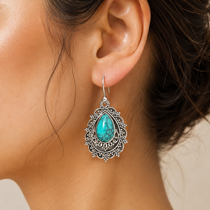 Orecchini Vintage a Goccia Blu-Verde, Eleganti Gioielli Pendenti per Donne - Product Image 2