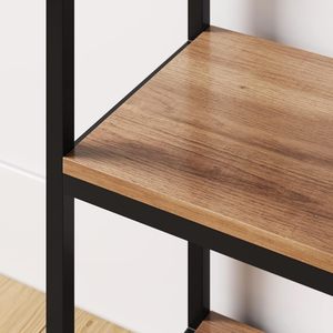 Giá sách bằng gỗ combohome, tủ sách 5 kệ bằng gỗ và khung kim loại màu đen với đỉnh vòm và kệ mở - Product Image 6