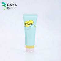Tubo cosmético vacío de PE, suave, de 50-120 ml, con cuello dorado de 35 mm y tapa abatible rosa, para gel limpiador de ácido salicílico para el cuidado del acné.