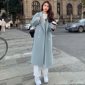 <span class=keywords><strong>Manteau</strong></span> d'automne et d'hiver pour femmes, nouveau style coréen, double boutonnage, long et ample, décontracté - Product Image 5