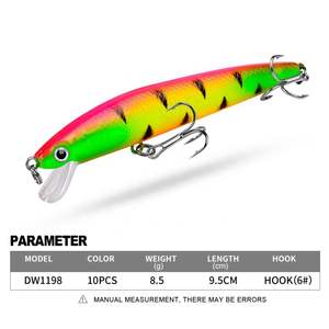 Leurre de pêche artificiel Minnow 9,5 cm 8,5 g pour <span class=keywords><strong>brochet</strong></span>, <span class=keywords><strong>petit</strong></span> wobbler coulant, leurre ver avec hameçon triple - Product Image 2