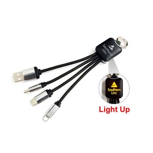 Porte-clés LED personnalisé avec logo, <span class=keywords><strong>chargeur</strong></span> promotionnel USB Type-C Micro tout-en-un, câble de charge 3-en-1 pour la charge <span class=keywords><strong>multiple</strong></span> en entreprise - Product Image 3