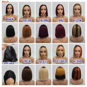 Promoción: Peluca Kim K Closure de 32$ 2x6, 200 gramos, 8 pulgadas, estilo Bob, cabello humano 10A virgen 100% sin procesar para mujeres afroamericanas - Product Image 2